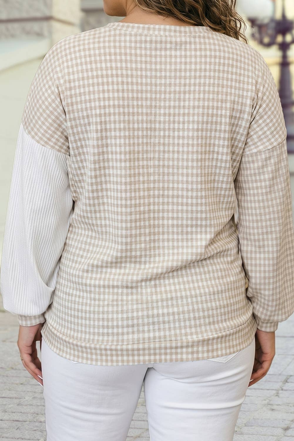 Paula - Plus Size Patchwork Long Sleeve Top