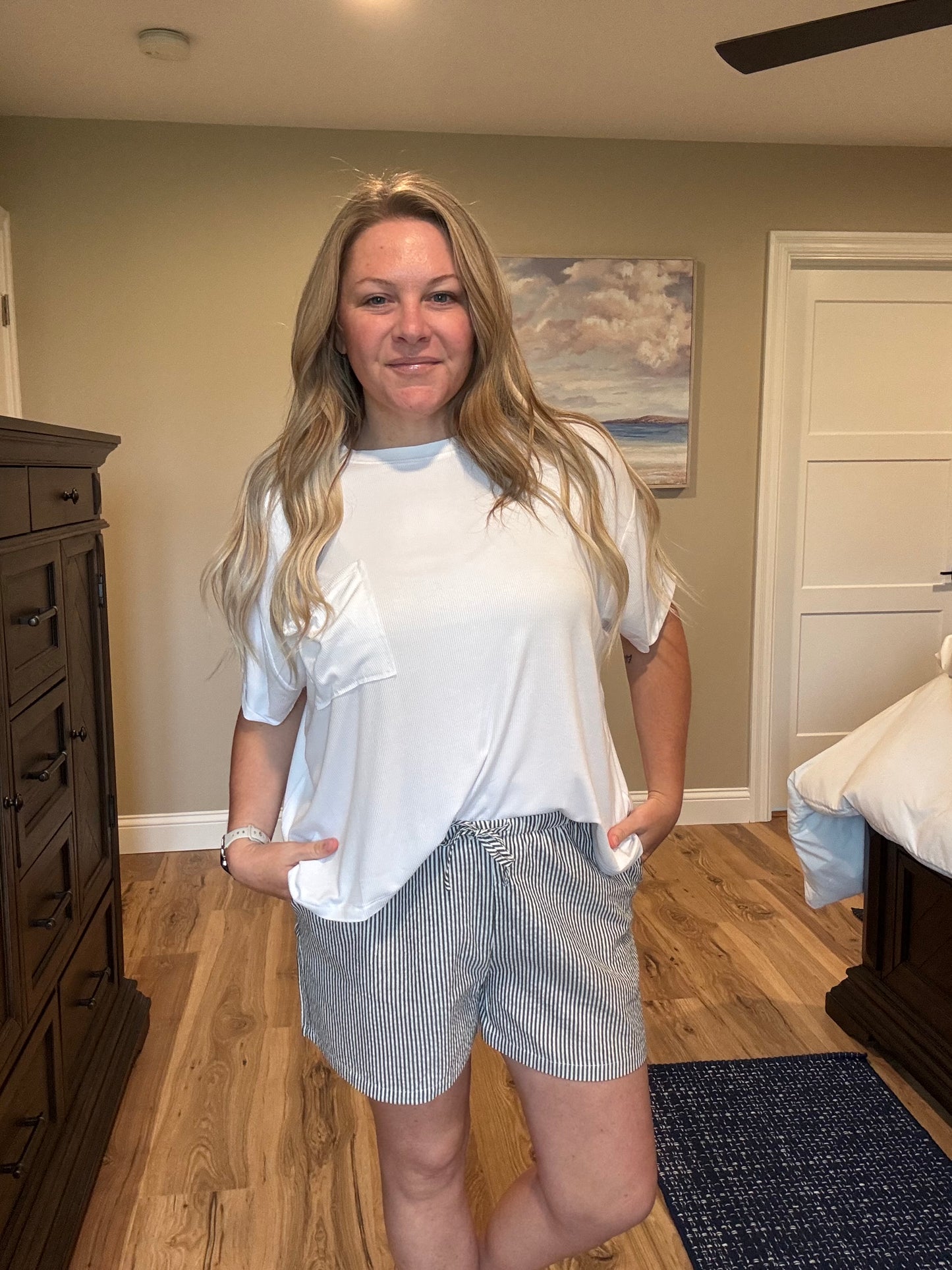 Striped Drawstring Waist Shorts
