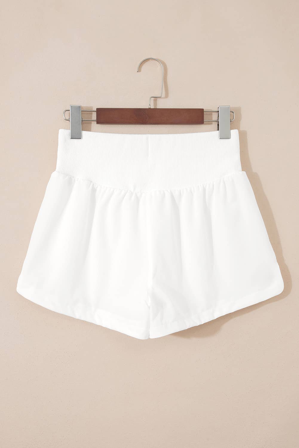 Solid Color Ribbed High Waist Athletic Shorts