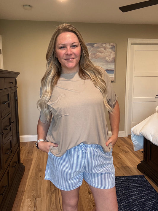 Elise - Oversized Ribbed Pocket Tee