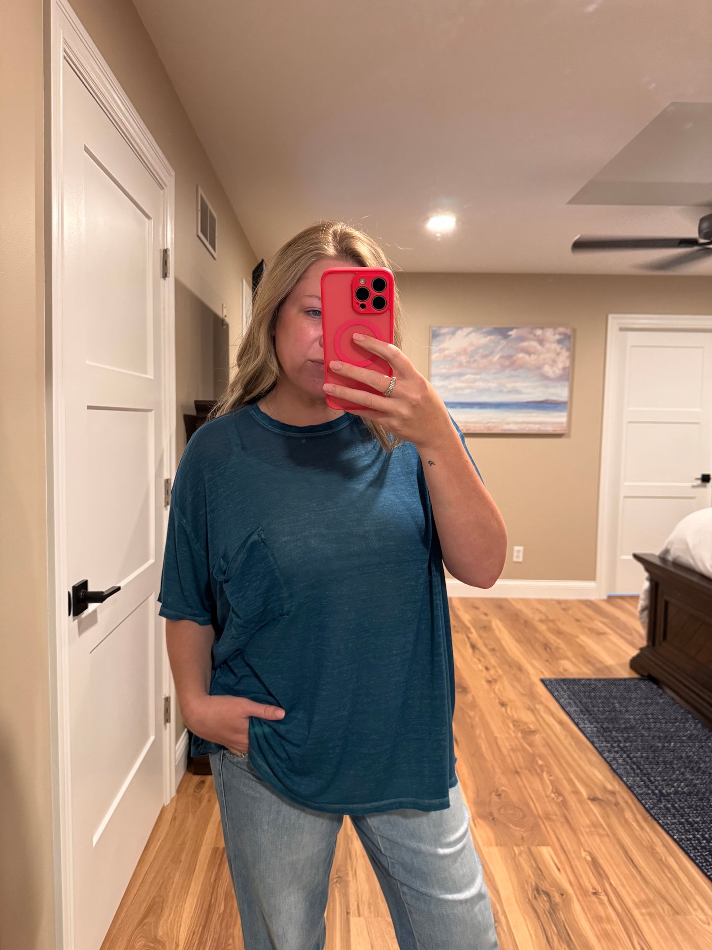 Melanie - Oversized Melange Burnout Tee