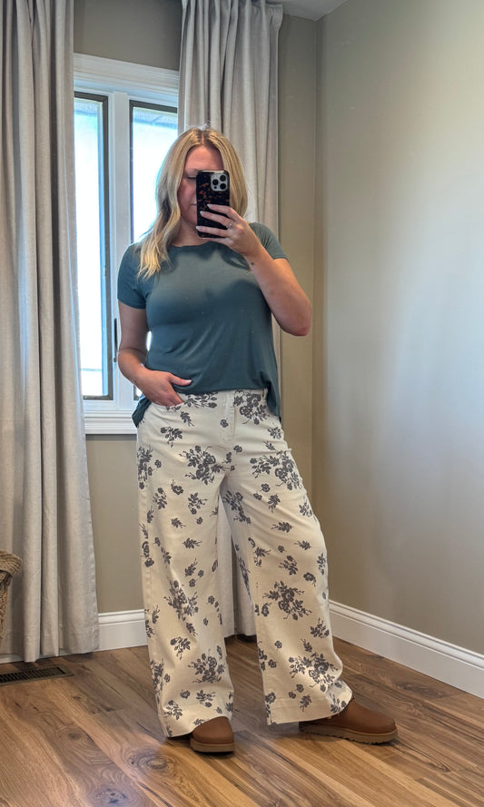 Marlee - Floral Denim Pants