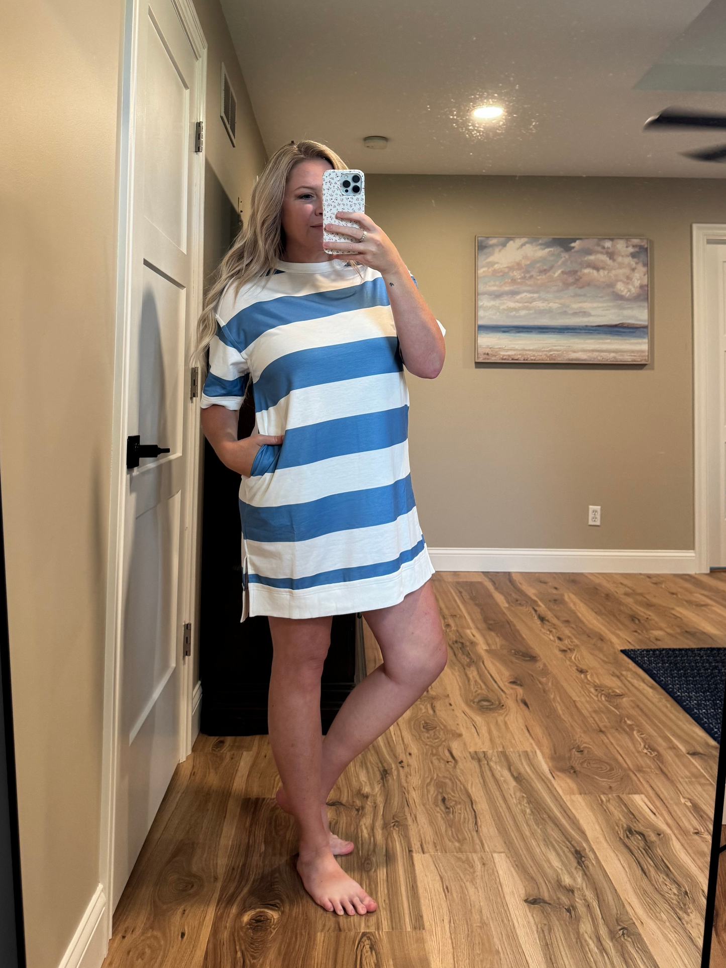 Poolside - Stripe Tee Dress