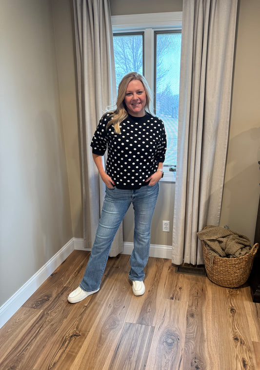 Dorothy - Polka Dot Short Sleeve Sweater