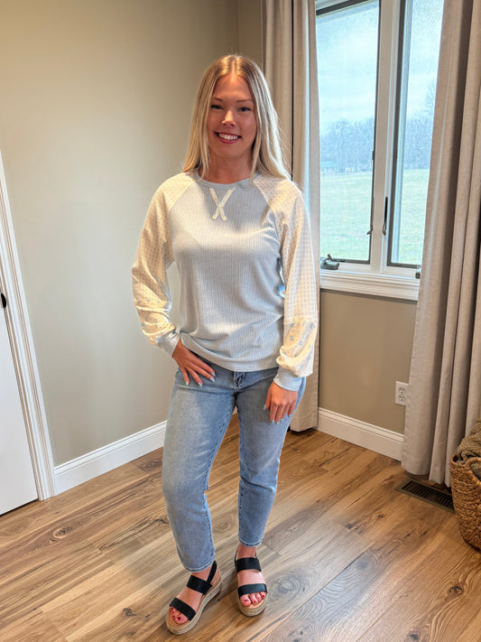 Tracy - Long-sleeve Patchwork Top
