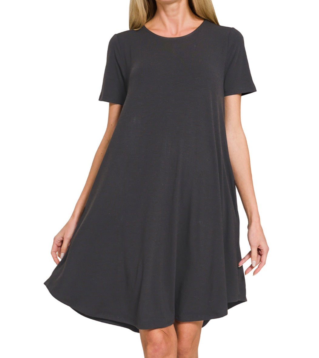 Short Sleeve Round Hem Dress