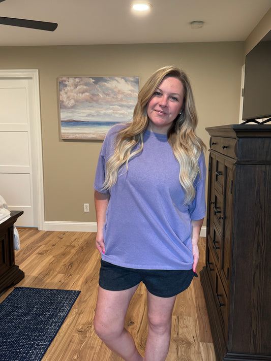 Nina - Oversized Mineral Wash T-Shirt - Lavender