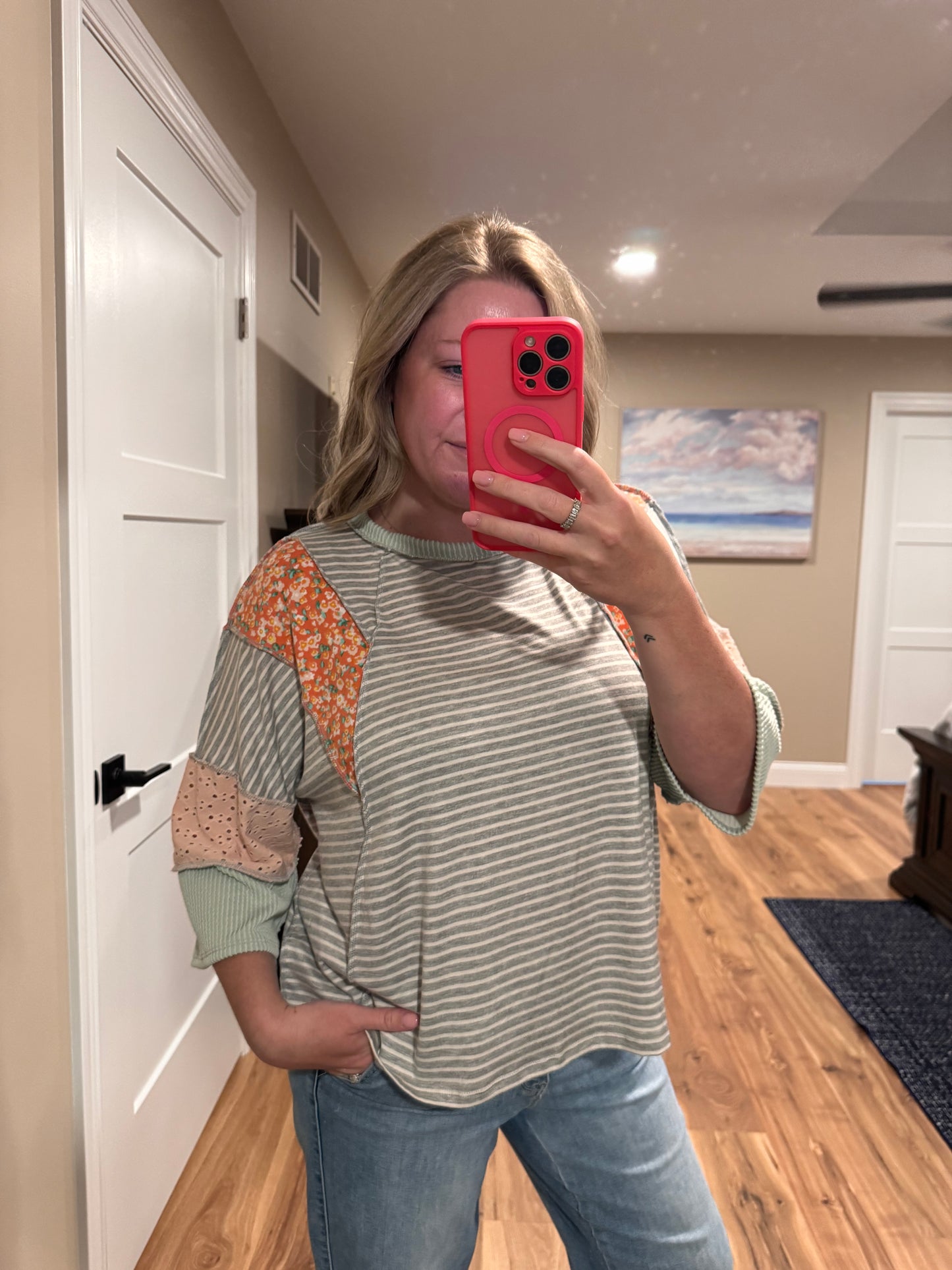 Maya - Floral Color Block Top