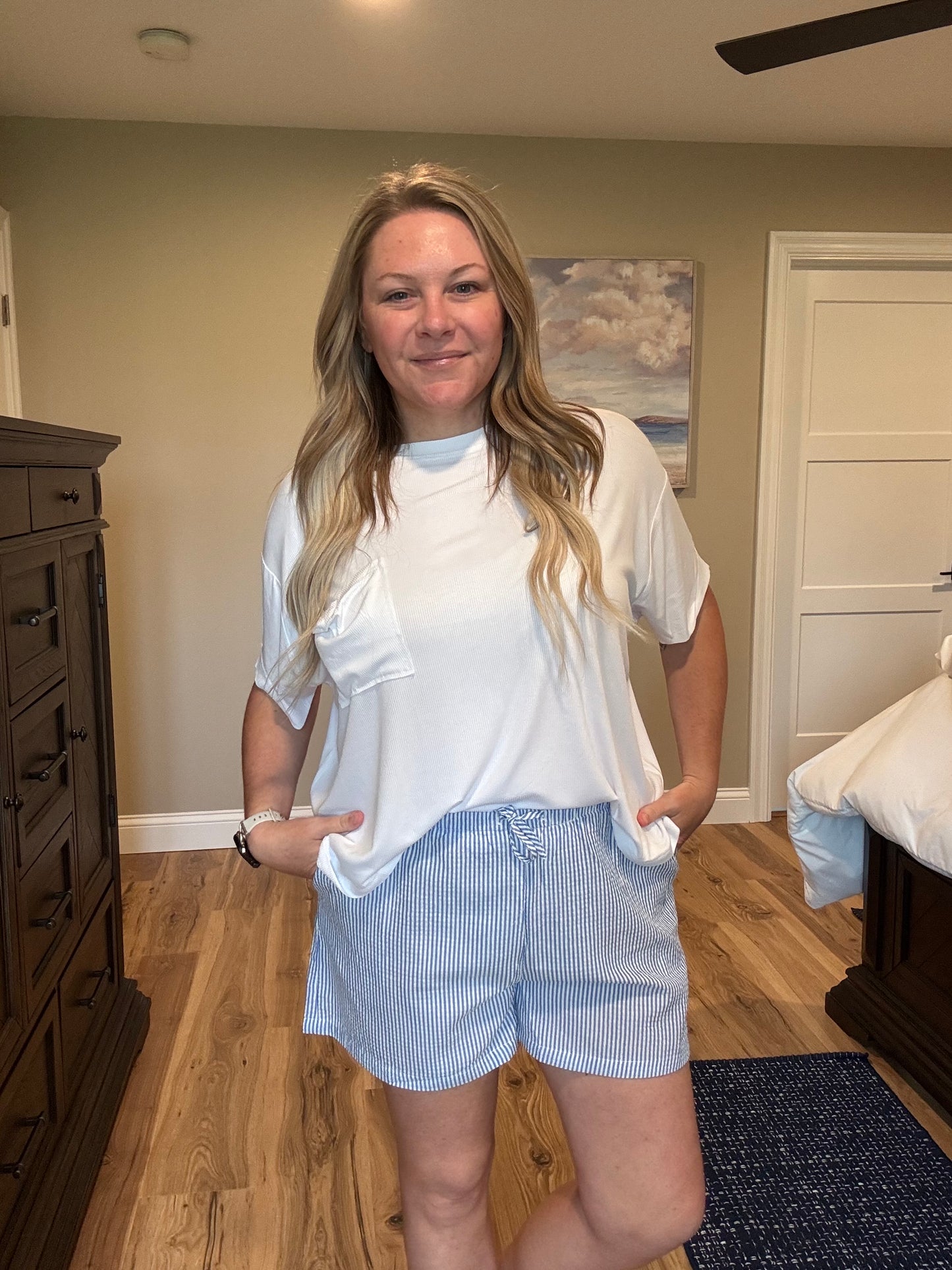Striped Drawstring Waist Shorts