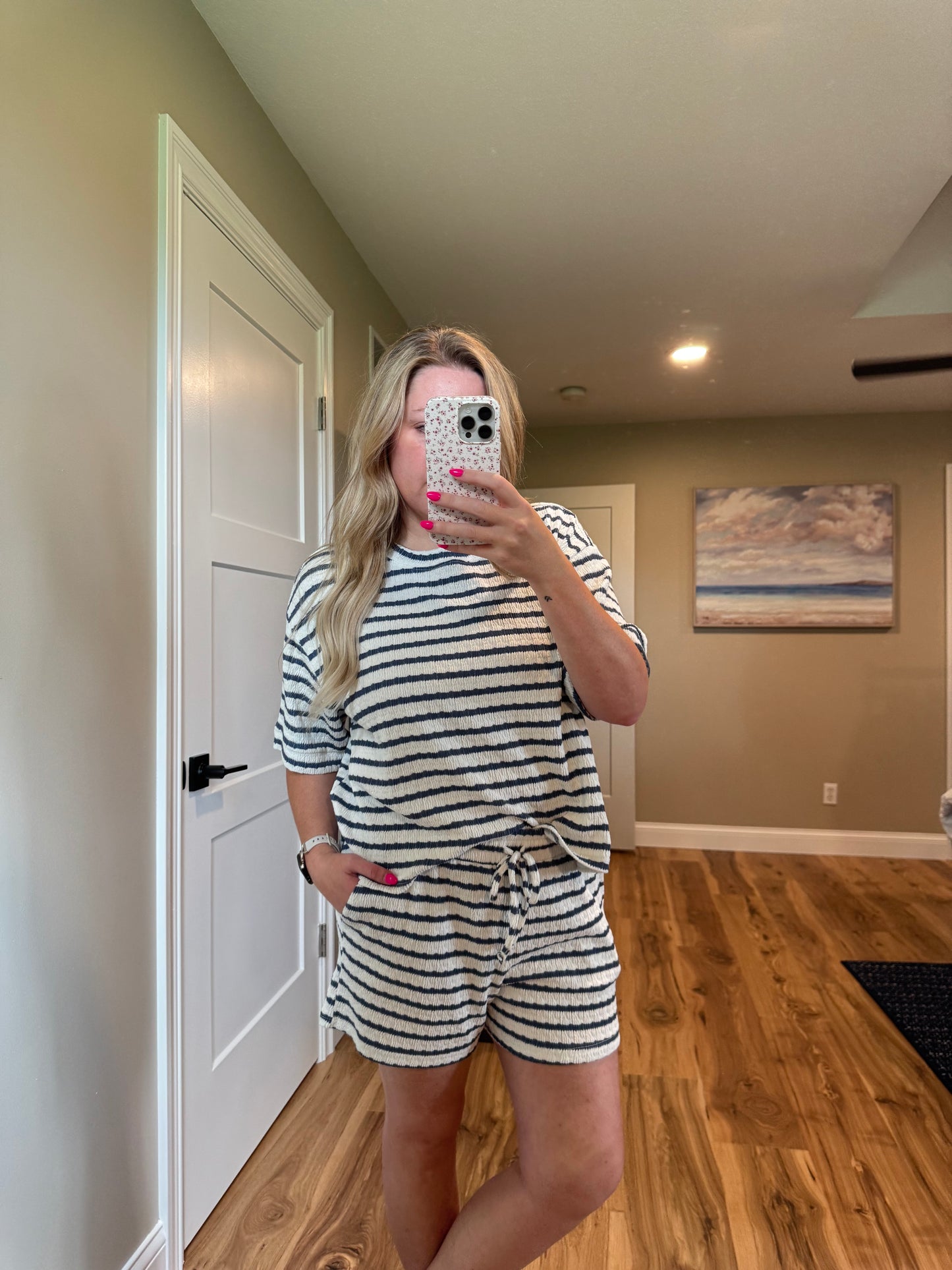 Cyndi - Striped Set - Denim/Cream