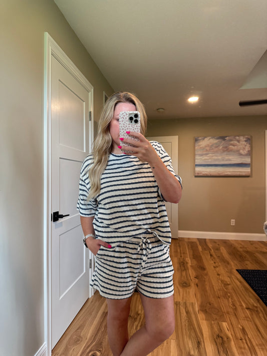 Cyndi - Striped Set - Denim/Cream