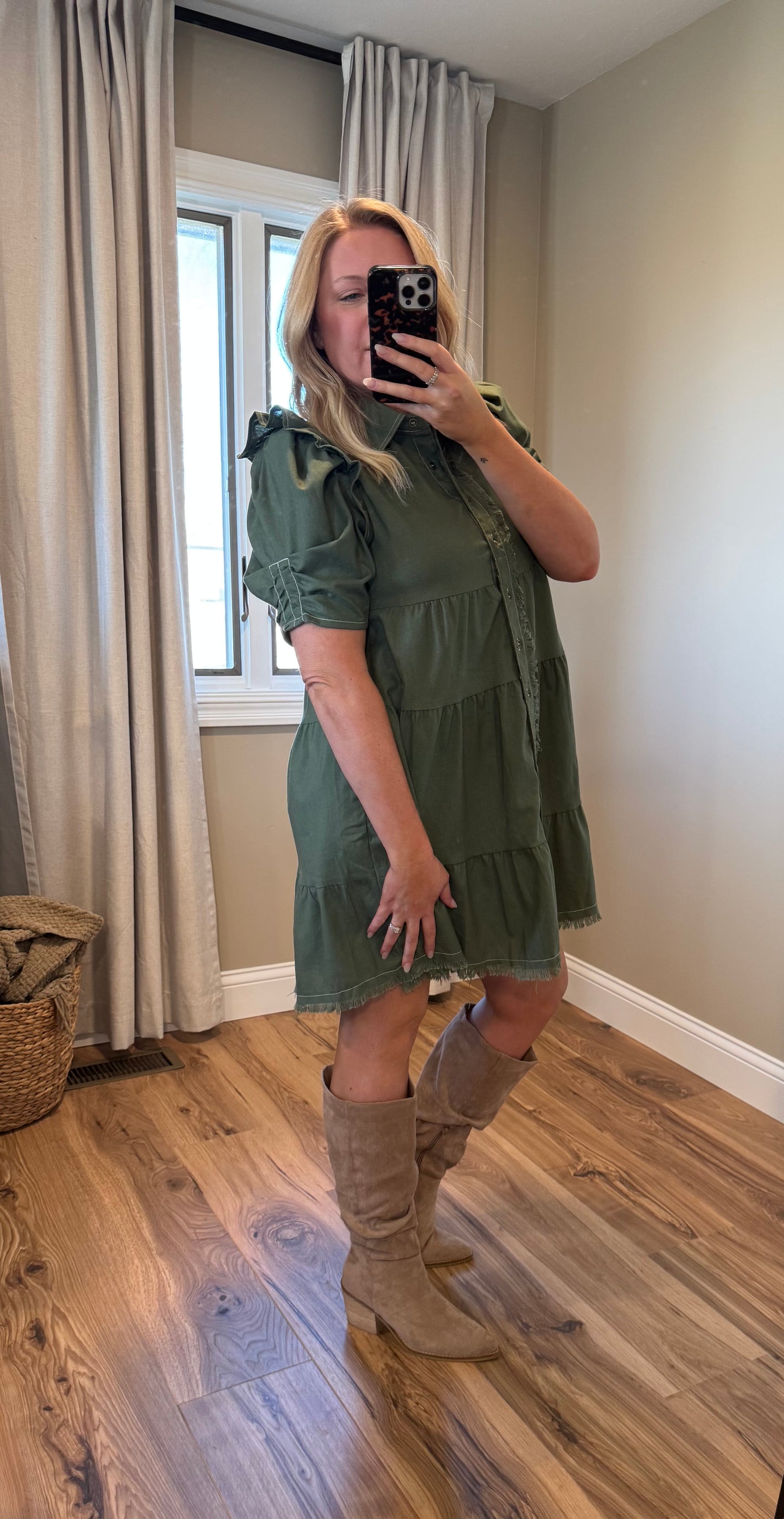 Olive - Linen Button Up Dress