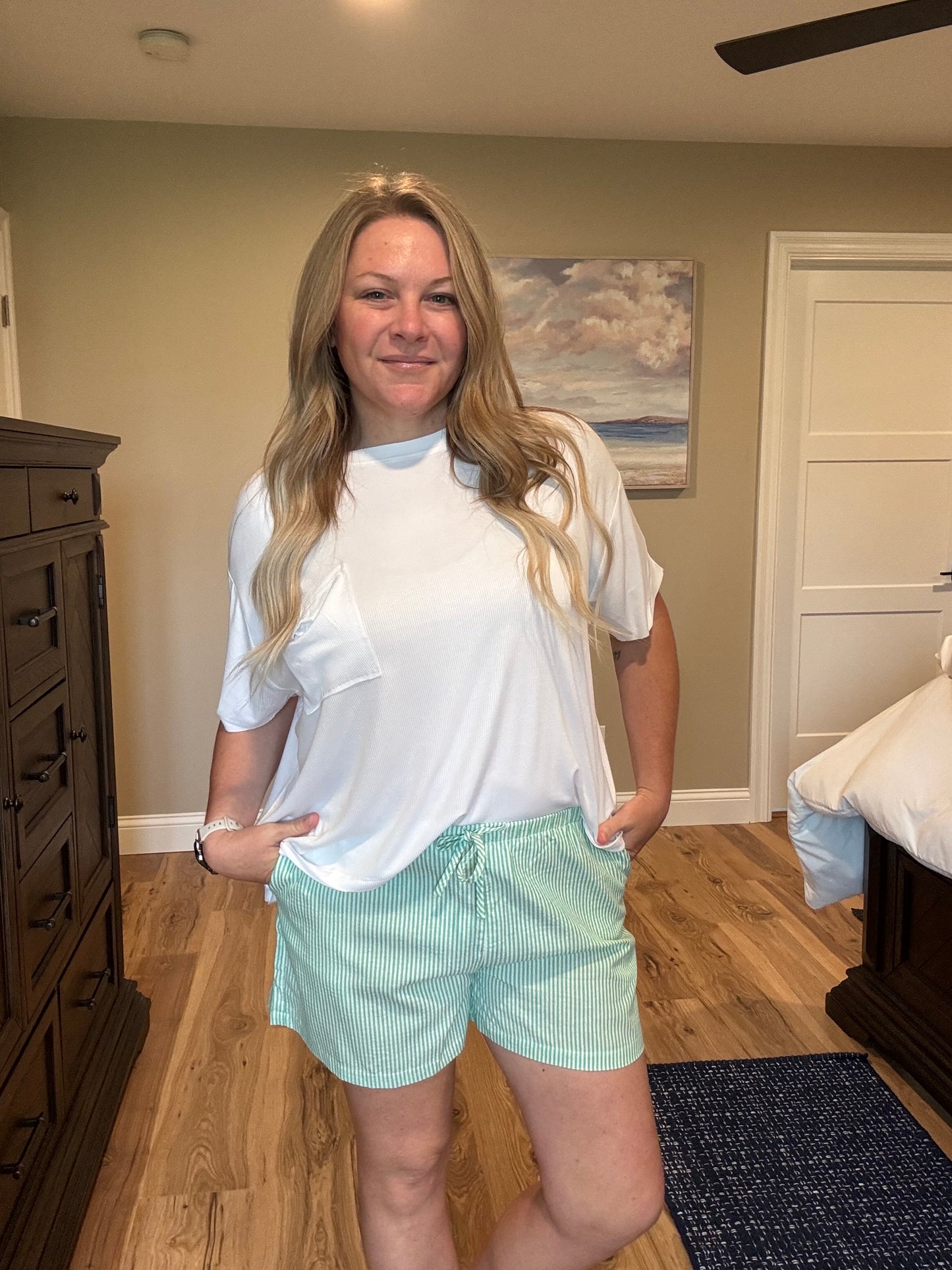 Striped Drawstring Waist Shorts