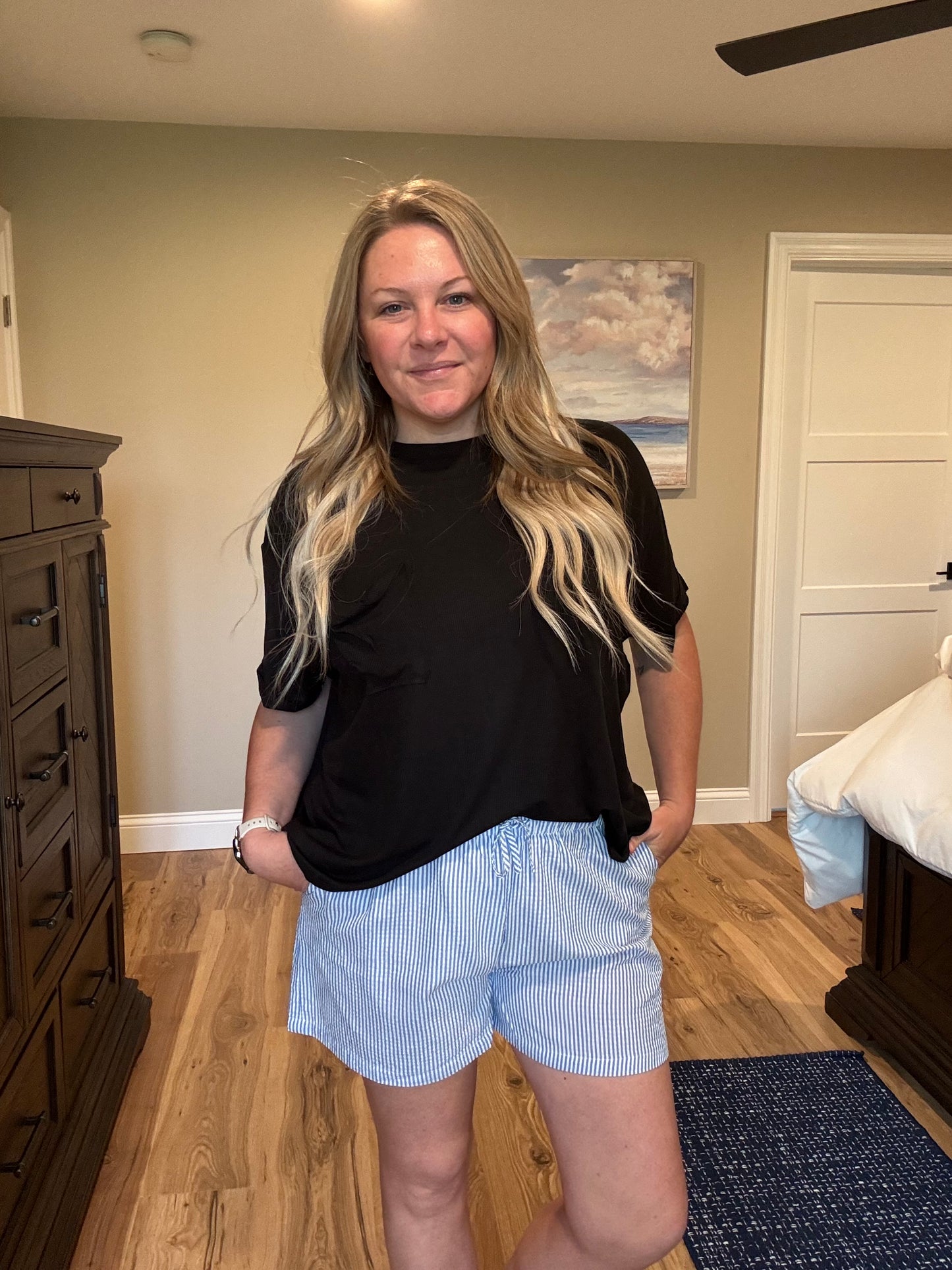 Elise - Oversized Ribbed Pocket Tee