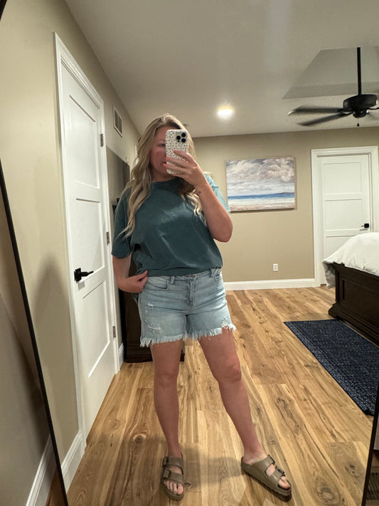 Boyfriend Stretch Denim Shorts
