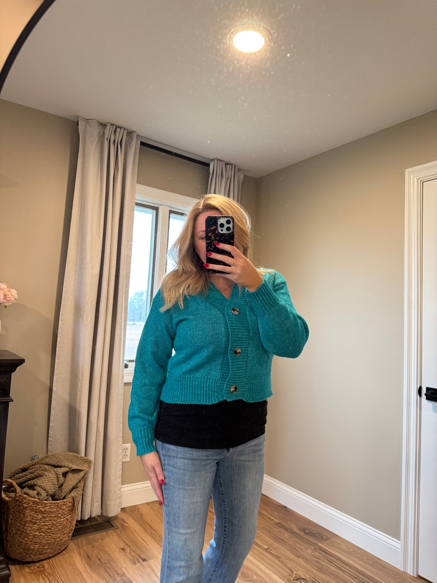 Teal sweater