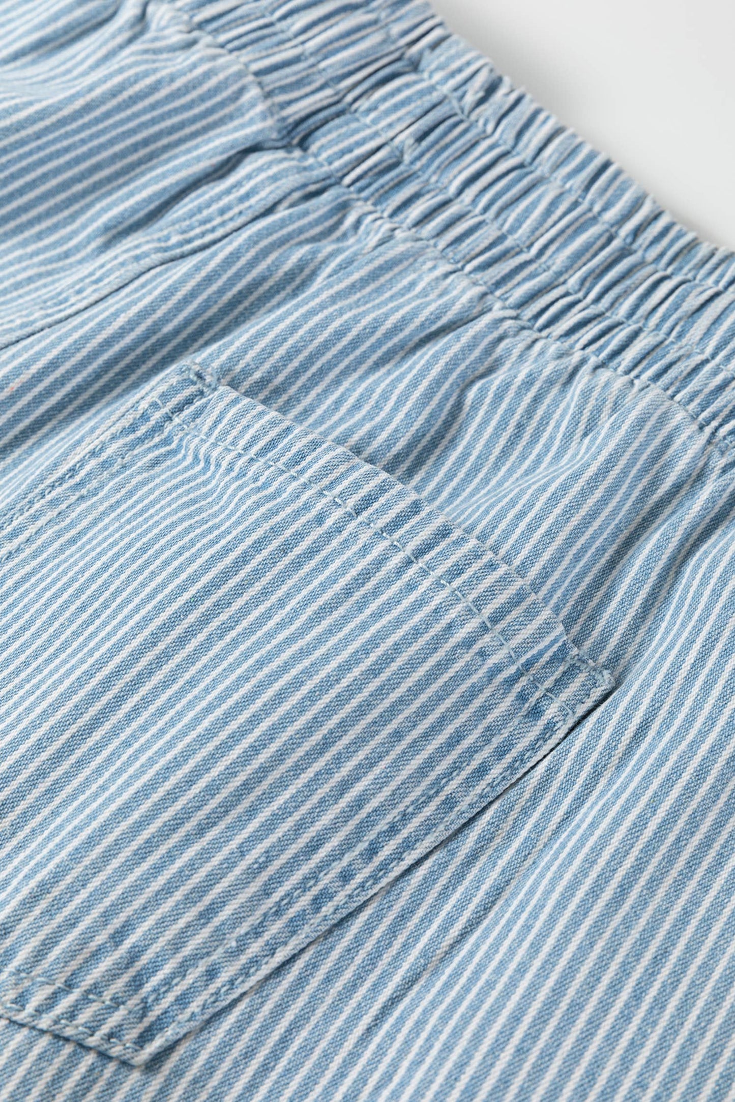 Quinn - Stripe Drawstring Elastic Waist Casual Denim Shorts